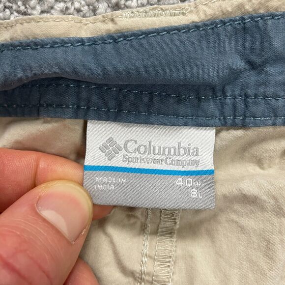 Columbia Chino Shorts Mens Beige Flat Front Slash Pocket Cotton Casual 42x8 - Picture 3 of 13